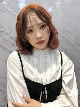 ジーナエス 札幌(Zina S) ボブ×オレンジ×インナーカラー