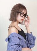 小顔大人ボブ暗めカラーミディアムデザインカラー