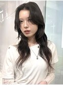 ウルフカットハッシュウルフ黒髪ロング顔周りレイヤー暗髪渋谷