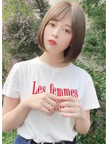大人可愛い耳掛けフレンチショートボブアッシュブラウン小林
