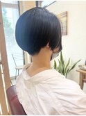 大人可愛い♪黒髪前下がりショートボブ丸みショート◎