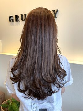 グランウェイ(GRUNWAY) ロングレイヤー×ピンクブラウン