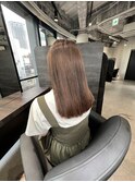艶髪ミディアムストレートミルクティーベージュブラウン赤味消し