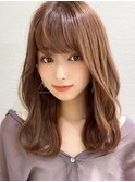 骨格に合わせた前髪カット/ピンクベージュ/美髪/髪質改善/新宿