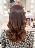 ツインねじりハーフアップ