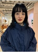顔回りレイヤーラフウェーブパーマブルーアッシュグレージュ前髪