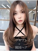 韓国美髪レイヤーロングくびれワンカールハッシュカットレイヤー