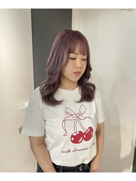 ソワンドゥブレスシエン 堀江店(soin de brace CIEN) 韓国風ミディアムレイヤー×Lavender pink