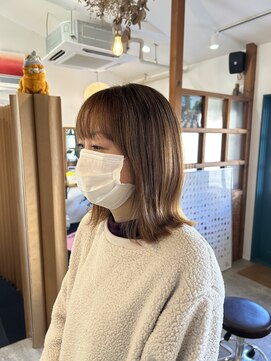 ディッセンバー 伊勢崎(December) 切りっぱなしボブ/ミニボブ/丸くないボブ/ヘーゼルベージュ