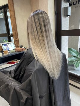 サニー 渋谷(SUNNY) バレイヤージュ、ハイライト、レイヤーロング、グレーベージュ