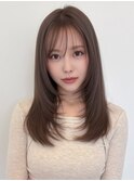 レイヤーカット/ブリーチなしダブルカラー/アッシュベージュ