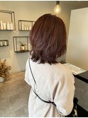 ブリーチなしカシスピンクカラー伸ばしかけレイヤーミディアム