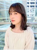 暗髪地毛風カラー*アッシュベージュカラー*ミディアムレイヤー