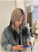 ホワイトベージュ×ブラック　グラデーションカラー