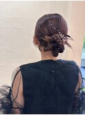 20代お呼ばれヘアセット二次会大人可愛い愛されお団子ヘアー