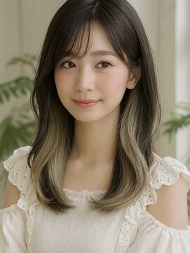 ミーム 原宿 表参道(meme) ”韓国風インナーカラーホワイトベージュ×レイヤーカット