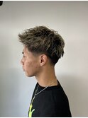 men'sスパイキーハイライトデザインカラーテーパーフェード