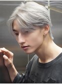 メンズアッシュグレーメンズシルバーベージュカラーダブルカラー