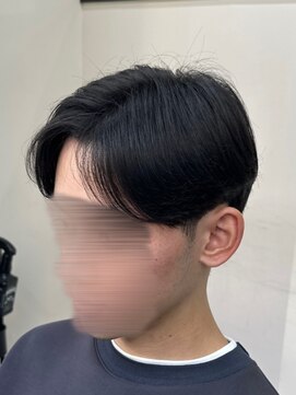 フェザーパーマ/グレーブルーカラー／刈り上げショートパンク