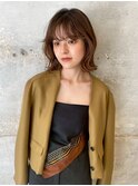 シースルーバング×外ハネ切りっぱなしボブ