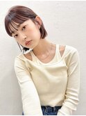 切りっぱなしボブ　ミニボブ　ピンクブラウン　暖色　表参道渋谷