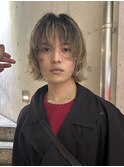 =メンズボブ/ダークアッシュ/ニュアンスパーマ/メンズウルフ