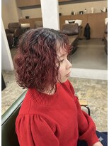 フレックス(FREEX)&nbsp;深みチェリーレッド×外国人風リッジパーマ