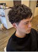 スパイキーショートパーマルーズショートメンズショート緩め