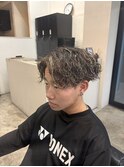 センターパート×波巻きハイライト