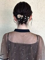 プリモ ココ 鍋島店(Primo coco.)&nbsp;ヘアアレンジ お呼ばれヘア アップスタイル パール 暗髪 