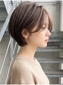 ひし形ショート/ショートボブ/前髪なし/小顔ショート