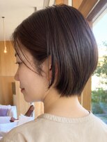 トップヘアーラウンジ 知立(TOP HAIR Lounge)&nbsp;知立丸みショートボブ耳掛けヘアチョコレートブラウン艶髪面長