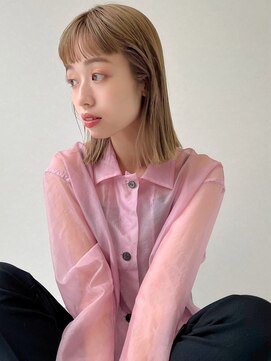 ソヨン 栄店(SOYON) 鎖骨外ハネボブ ハイトーン アッシュベージュ 切りっぱなし