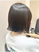 タッセルボブベージュカラー切りっぱなしボブショートボブ横浜