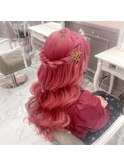 耳の出さないハーフアップ