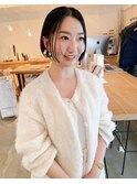 色っぽバング小顔センターパート×ナチュラルブラック20代30代