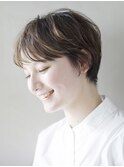 ショートカット×ひし形ショートボブ×前髪あり20代30代40代