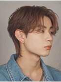 センターパート中華ヘア毛流れパーマ韓流ヘアダウンパーマ