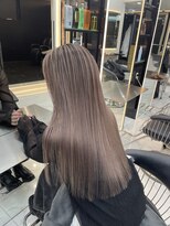 ラピス 渋谷本店(Lapis) ミルクティーバレイヤージュ/ミディアムストレート/イメチェン