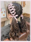 イベントヘアーツインテール　レース編み