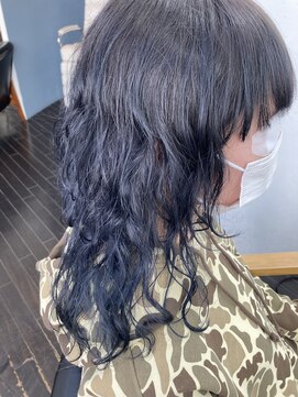 リジョイスヘア(REJOICE hair) 【REJOICE hair】ネイビーブルー×ウルフスタイル☆