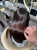 ロンドメリア 天神大名店(Lond Melia)&nbsp;★グレージュカラー斜めバングデザインカラーシルキー ベージュ