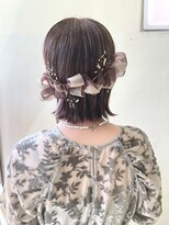 ピエドプールポッシュ(PiED DE POULE POCHE)&nbsp;タイトボブ×リボンアレンジ