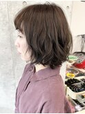 ＊ふわふわボブ大人女子可愛い前髪くるくるパーマボブ30代40代3