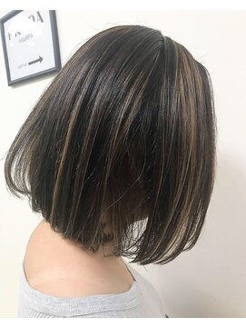 リアン(Lien) 大人ボブ×糸ハイライト/くくれるボブ/20代30代40代