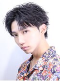 センターパート フェザーパーマ フェザーショート メンズヘア