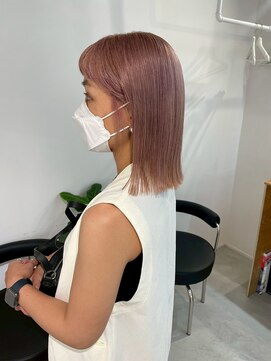  fit stand 千葉/ショートボブ/カット/パーマ/ダブルカラー/トリートメント/縮毛矯正 イメチェン/ピンクベージュ/アンブレラカラー[千葉]