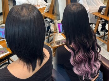 シールエクステ/カラー FACE。港南台の写真/ブリーチなしで叶える＊インナーやハイライトもエクステで自由自在。傷ませずに憧れのデザインカラーを！