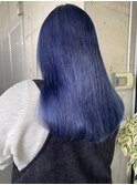 ネイビーブルー カラー ハイトーン ガルボヘアー にしむら