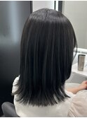 ミディアムヘアーブルーブラックカラー髪質改善　赤坂見附